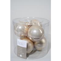 Christbaumkugeln Pearl beige ø 8 cm aus Glas - 6er Set