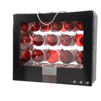 Ksd Glazen kerstballen assortiment glanzend/mat/glitter/transparant rood 42 stks