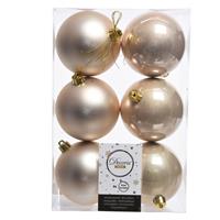 12x Creme kerstversiering kerstballen kunststof 8 cm Creme