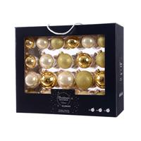 Goud/champagne kerstversiering kerstballen set 42 delig van glas Goudkleurig