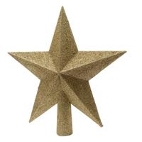 Gouden kerstboom piek van kunststof 19 cm Goudkleurig