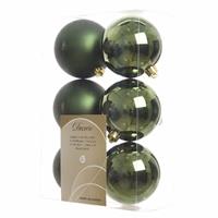 Kerstboom decoratie kerstballen mix groen 6 stuks Groen