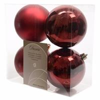 Kerstboom decoratie kerstballen 10 cm mix donker rood 8 stuks Rood