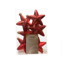 Ster plastic glans-mat-glitter/7.5cm/kerstrood