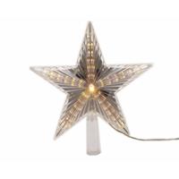 Kerstboom decoratie LED ster piek warm wit 22 cm Wit