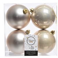 Champagne kerstversiering kerstballen 8x kunststof 10 cm Creme