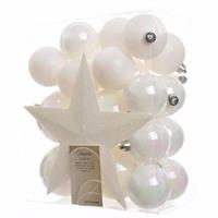 Kerstboom decoratie kerstballen set wit 33 stuks