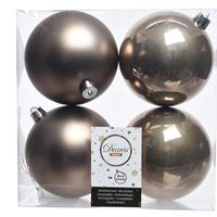 Bruine kerstversiering kerstballen kunststof 10 cm Bruin