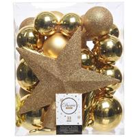 Decoris Kerstboomversiering Mix 33 st. - Licht Goud