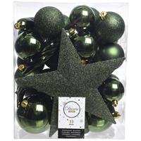 Decoris Kerstboomversiering Mix 33 st. - Dennengroen