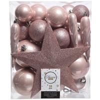 Decoris Kerstboomversiering Mix 33 st. - Poederroze