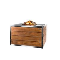 Happy Cocooning Feuertisch TEAK-Holz rechteckig grau 1070 x 800 mm