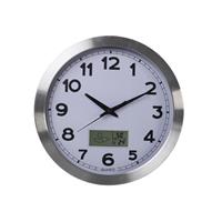 Velleman ALUMINIUM WANDKLOK MET LCD-DISPLAY EN THERMOMETER, HYGROMETER & WEERSVOORSPELLING - Ø 35 cm