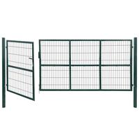 vidaXL Poort met palen 350x140 cm staal groen