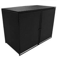 Containerberging dubbel 148x80x111 cm poly rattan zwart