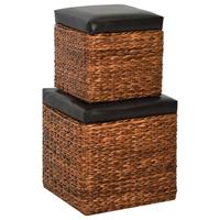 vidaXL Ottoman-Set 2 Stk. Seegras  Braun