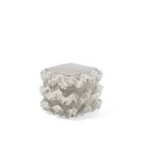 beliani Pouf Fußablage Sitzpouf beige mit Metallic Fäden gold quartatisch Boho Nashik - Beige