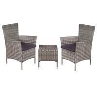 Bistroset poly rattan grijs