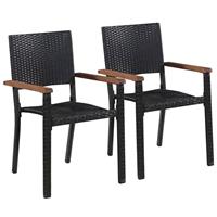 vidaXL Tuinstoelen 2 st poly rattan zwart