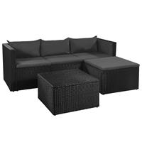 vidaXL 3-tlg. Garten-Lounge-Set Poly Rattan Schwarz und Grau 
