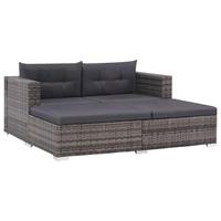 Loungeset poly rattan grijs 8-delig