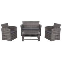 Loungeset poly rattan grijs 8-delig