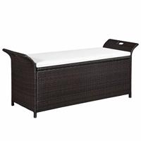 VidaXL Opbergbank 138x50x60 cm poly rattan bruin en crmewit