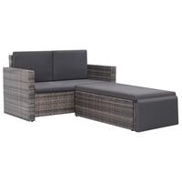 Loungeset poly rattan grijs 7-delig