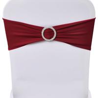 Hussen-Set 25x Stuhlschleifen Stretch Schleifenbänder + Diamant Schnalle Bordeaux, vidaXL