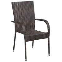 Tuinstoelen stapelbaar 2 st poly rattan bruin