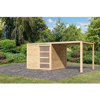 Karibu | Tuinhuis Qubic 1 met Overkapping | Onbehandeld