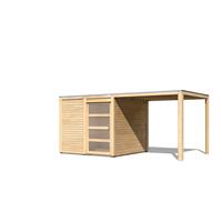 Karibu  Gartenhaus QUBIC MIT ANBAUDACH 19 mm 2,46 x 2,46 m  Terragrau 79848