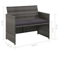 Tweezitsbank 100x56x85 cm poly rattan grijs