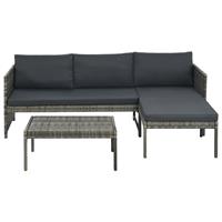 Loungeset poly rattan grijs 9-delig