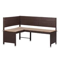 MERXX Eckbank Rattan, Polyrattan, 100x148x91 cm, braun, Inkl. Auflagen