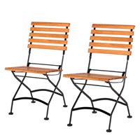MERXX Gartenstuhl (2er Set) Eukalyptus klappbar schwarz