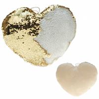 Valentijn - Hartjes kussen goud/creme metallic met pailletten 40 cm