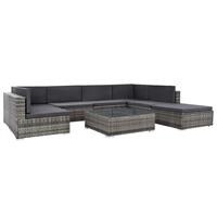 vidaXL 8-tlg. Garten-Lounge-Set mit Auflagen Poly Rattan  Grau
