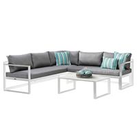 BEST Loungeset Rhodos 11-tlg Ecklounge Tisch 88x60 cm Aluminium