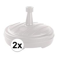 2x Witte ronde parasolvoet plastic 45 cm Wit