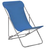 Strandstoelen inklapbaar staal en oxford stof blauw 2 st