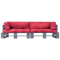 vidaXL 2-tlg. Garten-Palettensofa-Set mit  Rot