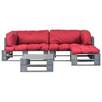 vidaXL 4-tlg. Garten-Lounge-Set Paletten  Rot