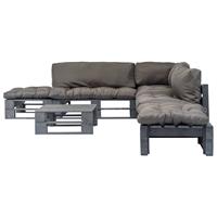 6-delige Loungeset Pallet Met Grijze Kussens Hout