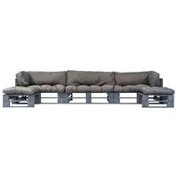 6-delige Loungeset Pallet Met Grijze Kussens Hout