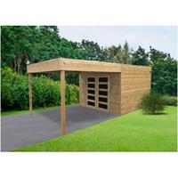 Solid tuinhuis Potenza hout 5,94m² + terras 299x199cm