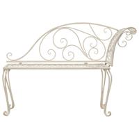 Chaise longue met krulpatroon metaal antiek wit