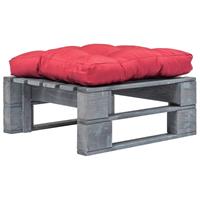 vidaXL Pallet poef met rood kussen FSC hout grijs