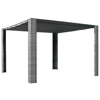 vidaXL Prieel met dak 300x300x200 cm poly rattan grijs en antraciet