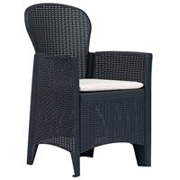 Tuinstoelen 2 st met kussens rattan-look kunststof antraciet